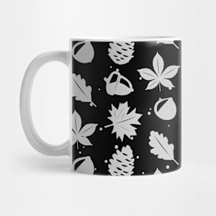 Grey Graphic Nature Pattern on Black Background Mug